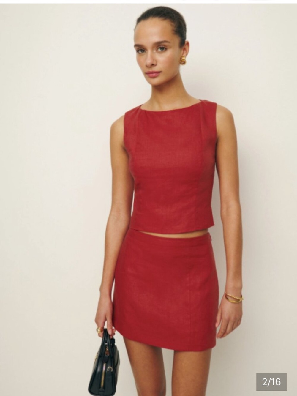 Reformation grace linen Red Skirt set